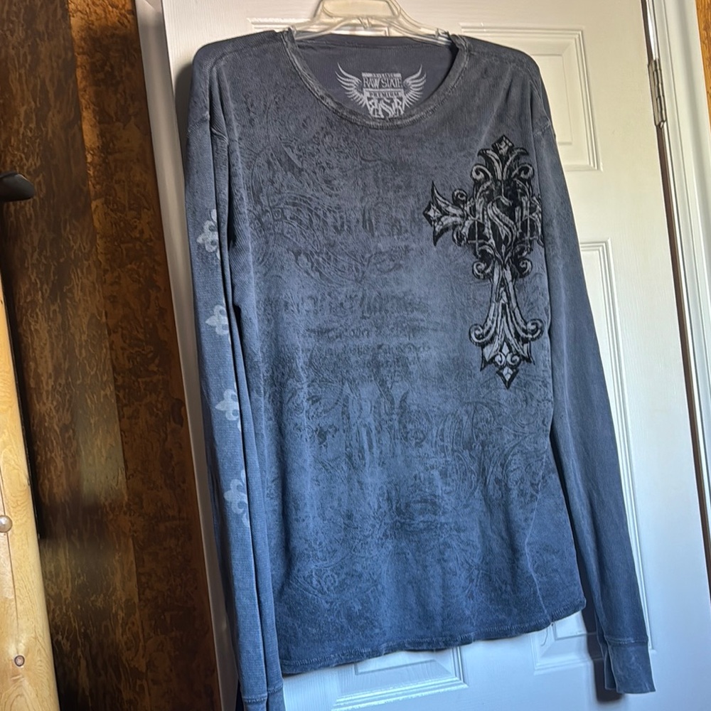 Gray Long Sleeve ASB Shirt with Black Cross Design